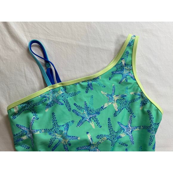 Lands End 1 Piece Starfish Swimsuit‎ Blue Green Size XL 14-16 - Picture 3 of 8